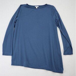 J. Jill Women's Top Size M Blue Long Sleeve Asymmetrical Tunic T-Shirt